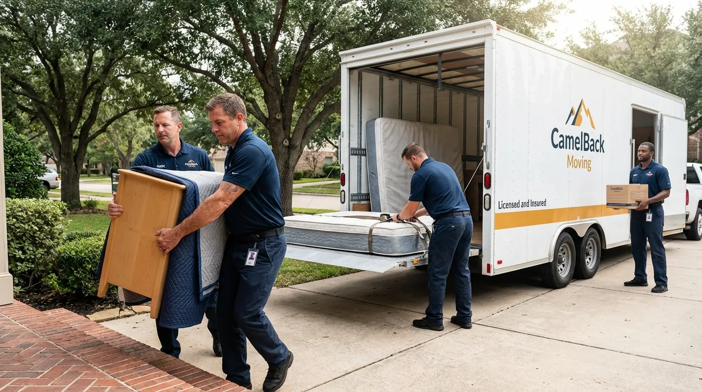 Crew loading residential truck for cross-state move from Spencer, TN